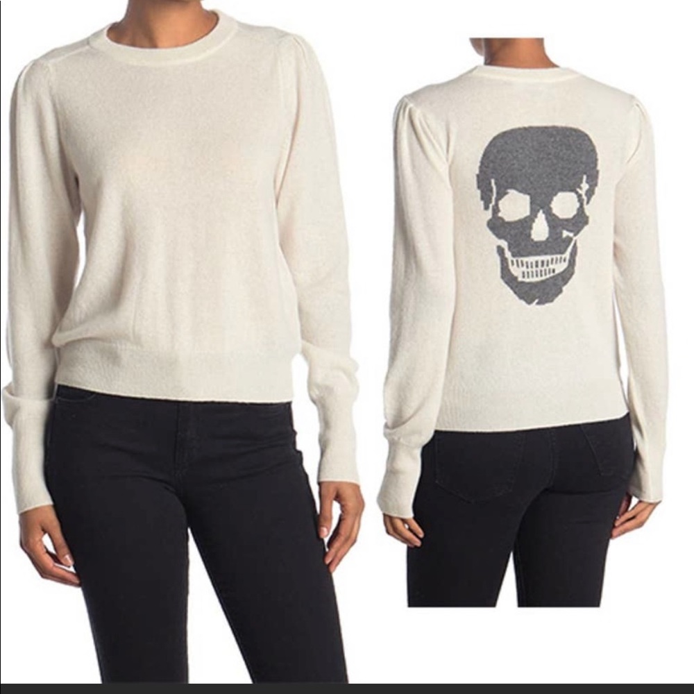 Skull Cashmere Madison Print Crew Neck. Sz M